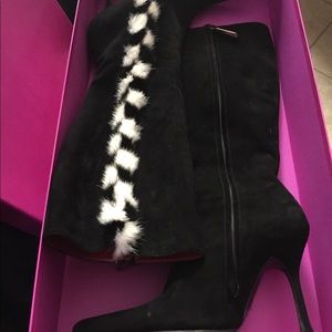 COPY - exotica black suede boots with black&white mink